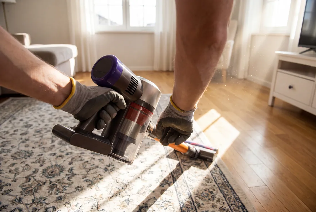 Everyday housework being recorded on the job with the headset